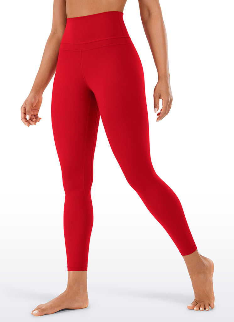 CRZ YOGA Nakedfeel Leggings con Costura doble en la Cintura de 25 Pulgadas para Mujer Chile Rojo