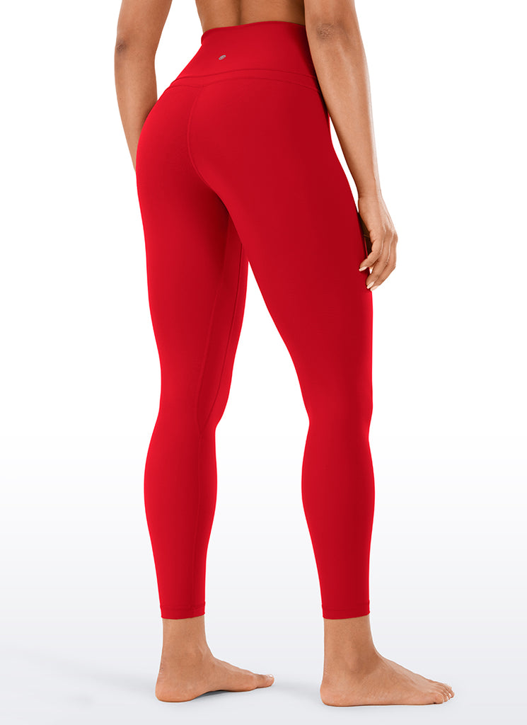 CRZ YOGA Nakedfeel Leggings con Costura doble en la Cintura de 25 Pulgadas para Mujer Chile Rojo