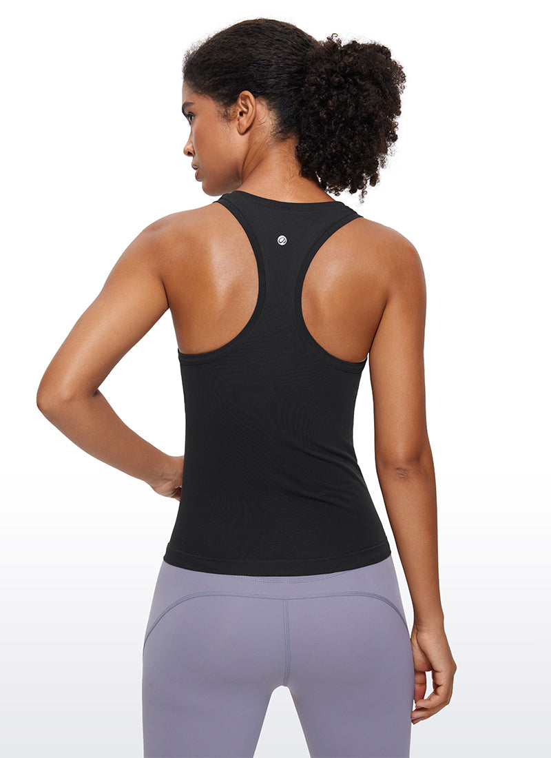 Camiseta de Tirantes con Espalda Cruzada y Cuello Redondo sin Costuras