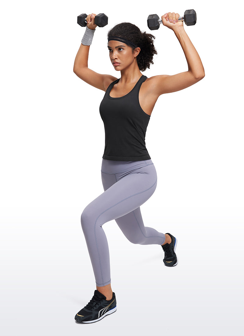 CRZ YOGA Camiseta sin Costuras de Cuello Redondo para Mujer Negro