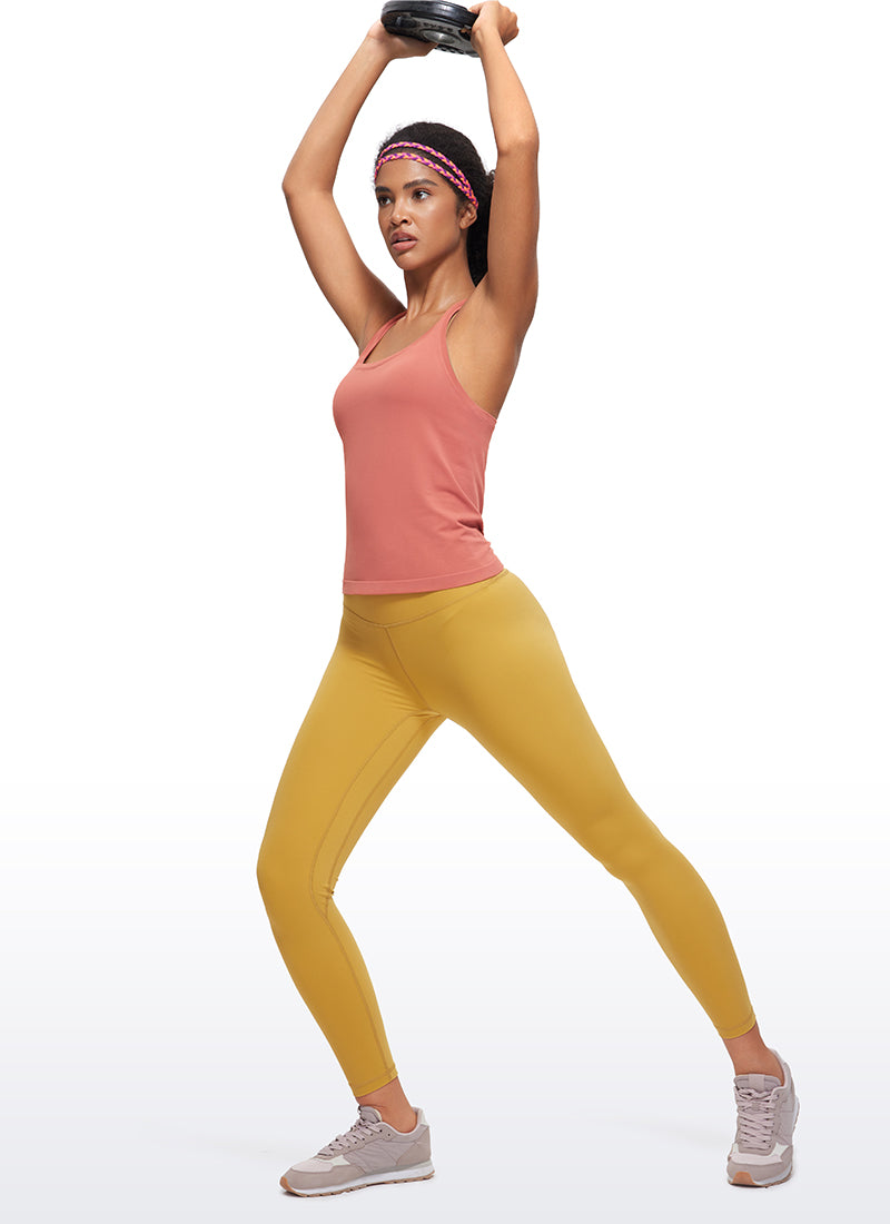 CRZ YOGA Camiseta sin Costuras de Cuello Redondo para Mujer Púrpura Hibisco