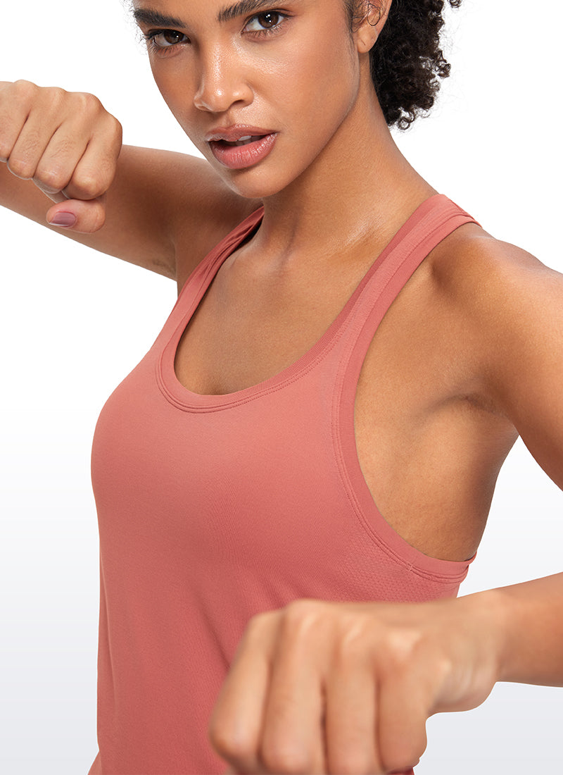 CRZ YOGA Camiseta sin Costuras de Cuello Redondo para Mujer Púrpura Hibisco