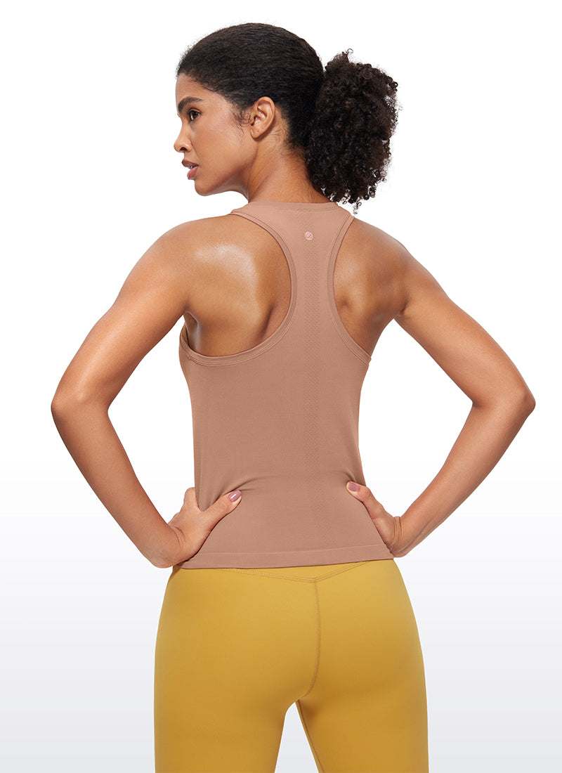 Camiseta de Tirantes con Espalda Cruzada y Cuello Redondo sin Costuras