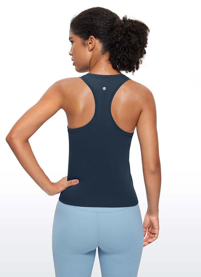 Camiseta de Tirantes con Espalda Cruzada y Cuello Redondo sin Costuras
