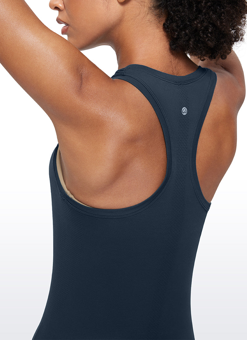 Camiseta de Tirantes con Espalda Cruzada y Cuello Redondo sin Costuras