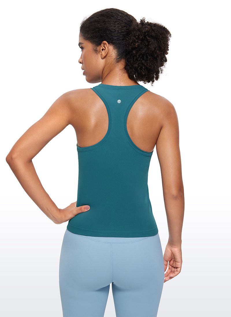 Camiseta de Tirantes con Espalda Cruzada y Cuello Redondo sin Costuras