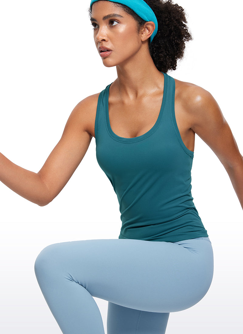 Camiseta de Tirantes con Espalda Cruzada y Cuello Redondo sin Costuras