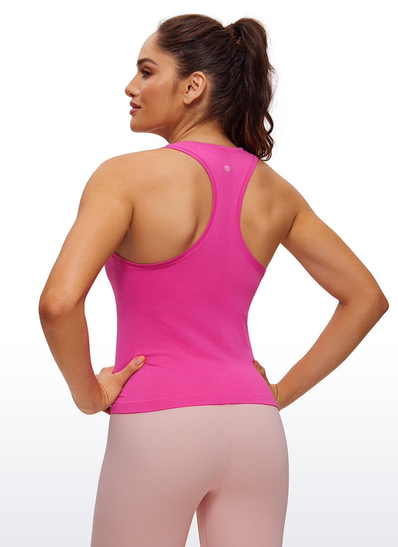 Camiseta de Tirantes con Espalda Cruzada y Cuello Redondo sin Costuras