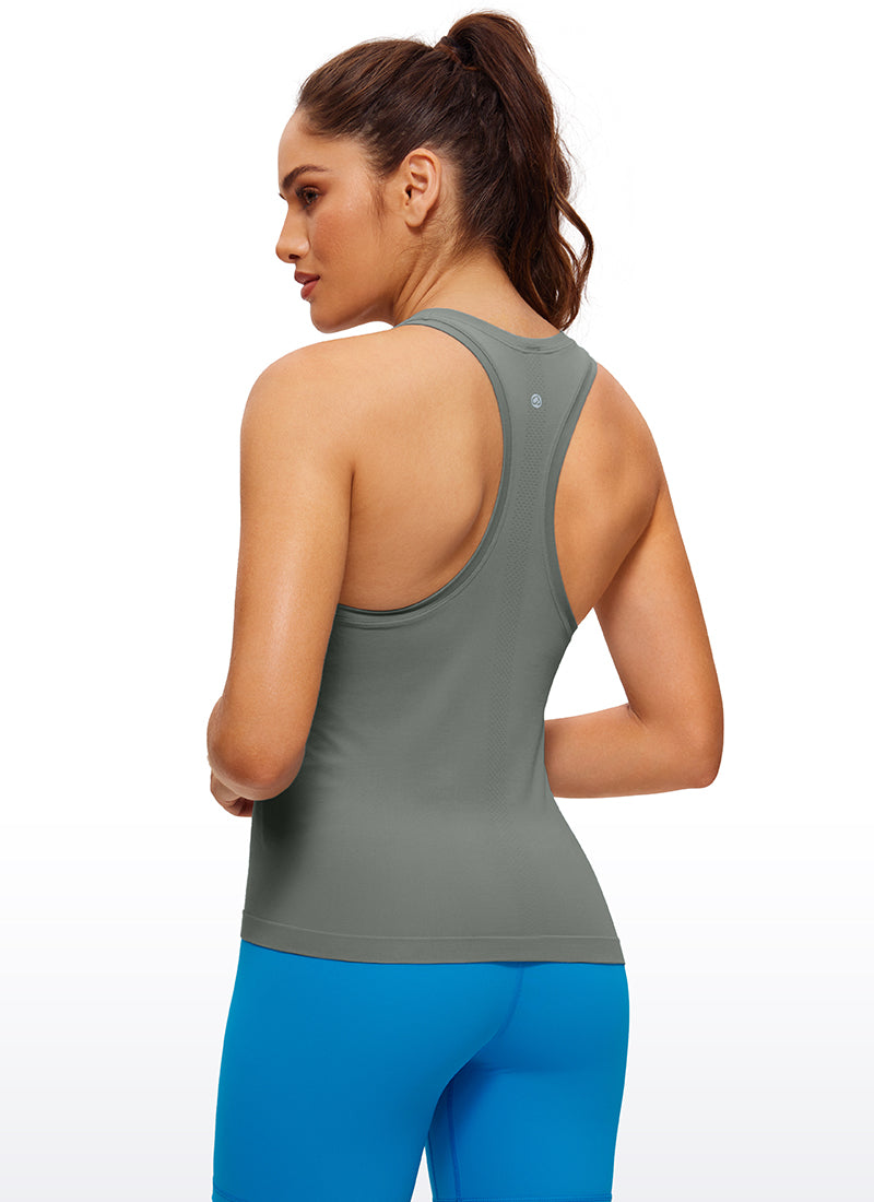 CRZ YOGA Camiseta sin Costuras de Cuello Redondo para Mujer Jade Verde