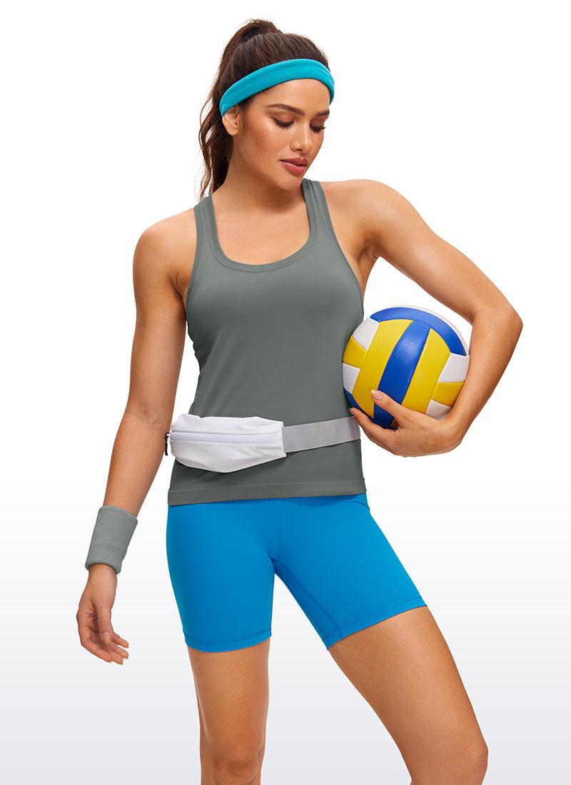 CRZ YOGA Camiseta sin Costuras de Cuello Redondo para Mujer Jade Verde