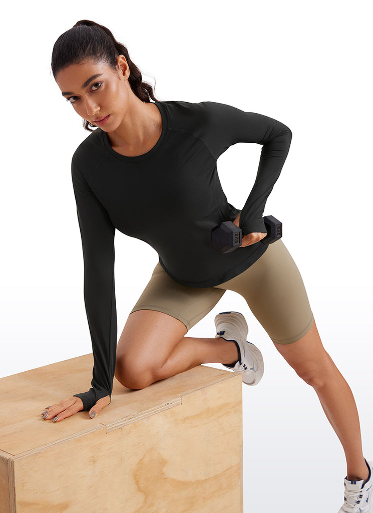 CRZ YOGA Camiseta sin Costuras con Manga Larga de Secado Rápido para Mujer Negro