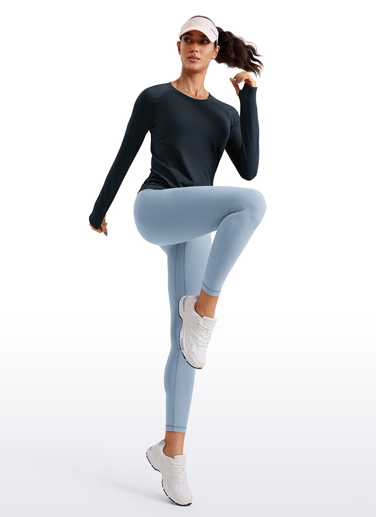 CRZ YOGA Camiseta sin Costuras con Manga Larga de Secado Rápido para Mujer Salvia gris