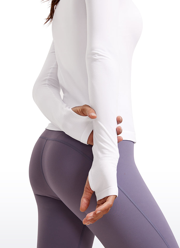 CRZ YOGA Camiseta sin Costuras con Manga Larga de Secado Rápido para Mujer Gris Pizarra Marga