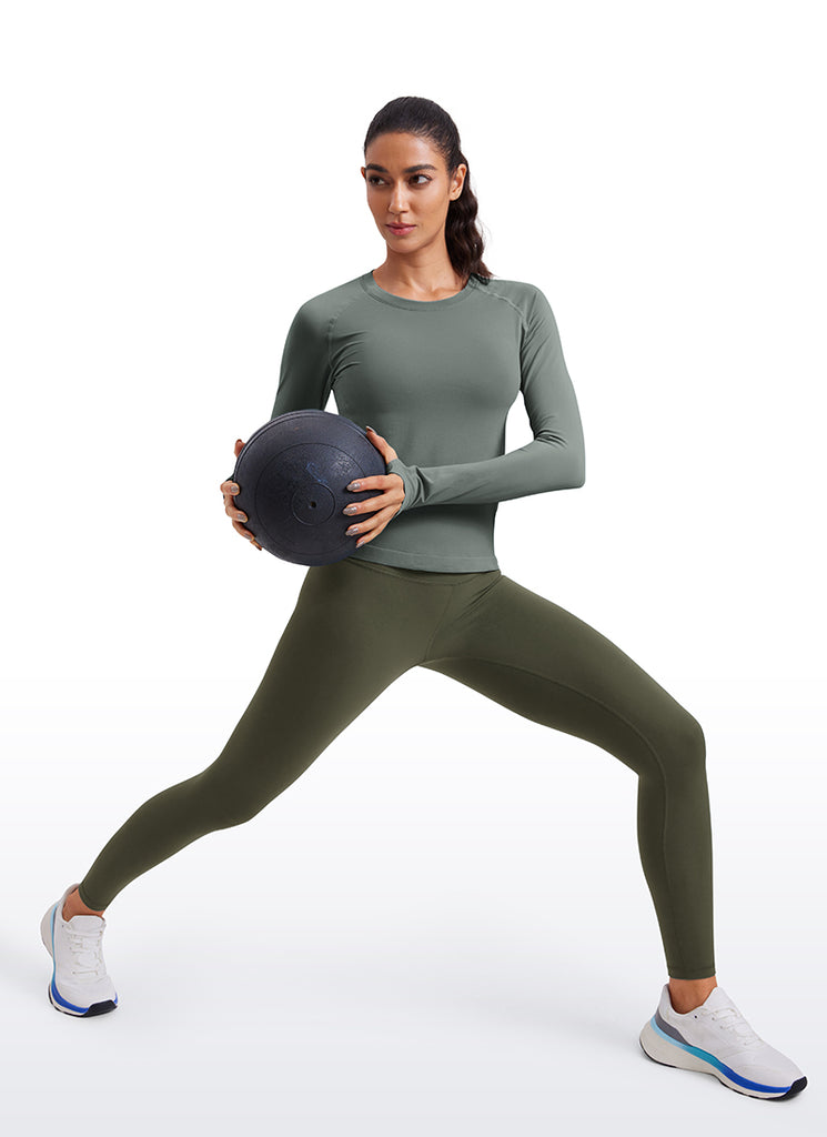 CRZ YOGA Camiseta sin Costuras con Manga Larga de Secado Rápido para Mujer blanco