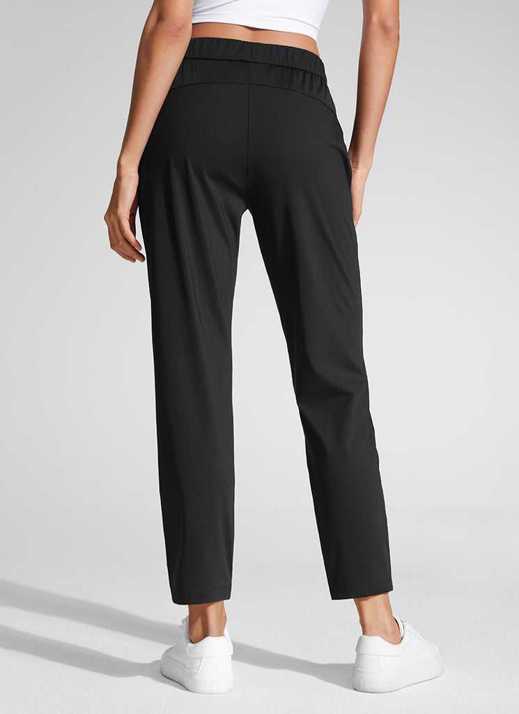 CRZ YOGA Pantalones con Cordón Elástico 7/8 de 27 Pulgadas para Mujer Negro