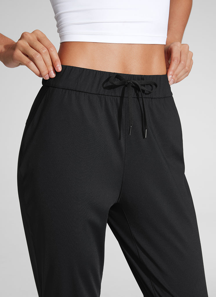 CRZ YOGA Pantalones con Cordón Elástico 7/8 de 27 Pulgadas para Mujer Negro