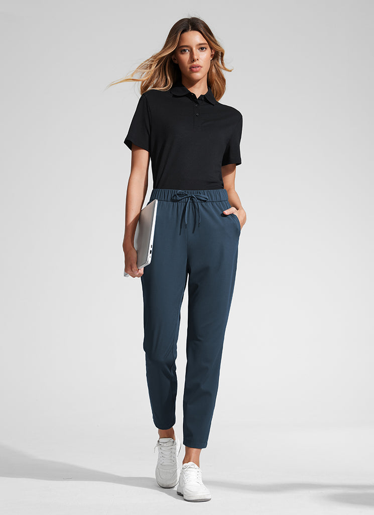 CRZ YOGA Pantalones con Cordón Elástico 7/8 de 27 Pulgadas para Mujer True Navy