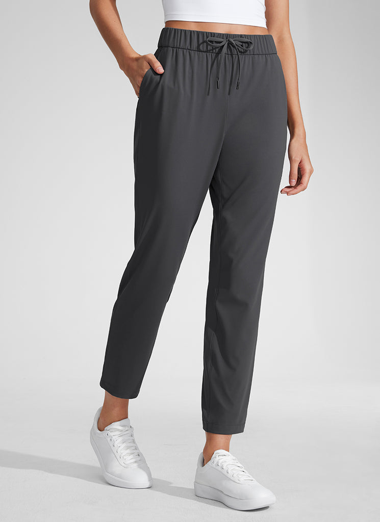 CRZ YOGA Pantalones con Cordón Elástico 7/8 de 27 Pulgadas para Mujer Negro