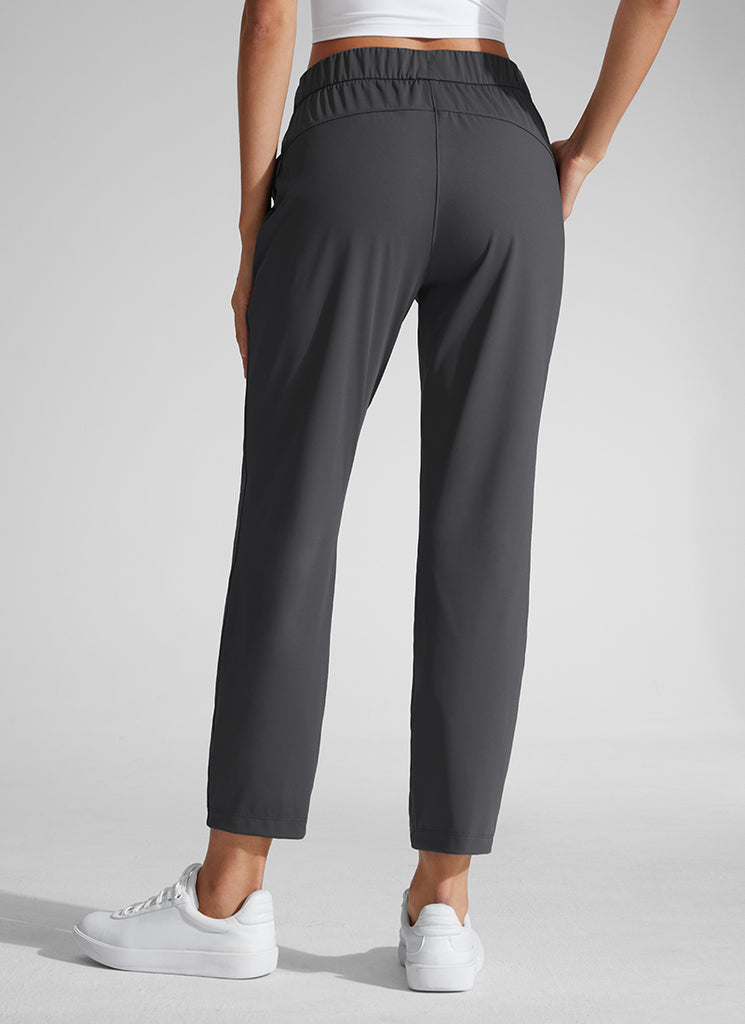 CRZ YOGA Pantalones con Cordón Elástico 7/8 de 27 Pulgadas para Mujer Negro