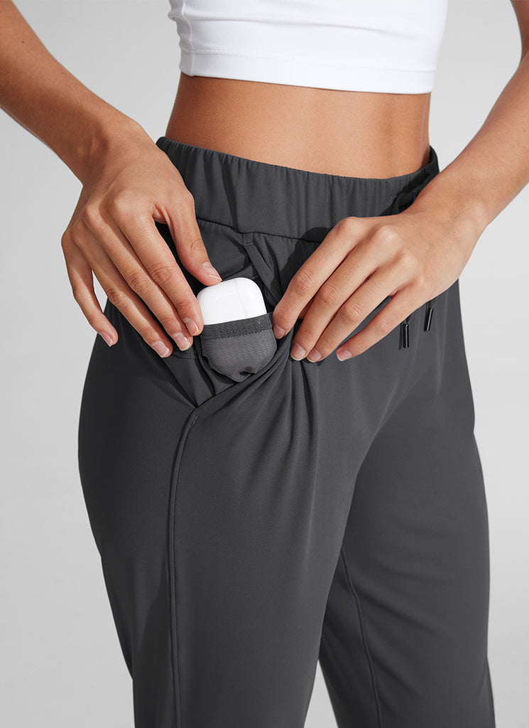 CRZ YOGA Pantalones con Cordón Elástico 7/8 de 27 Pulgadas para Mujer Gris Tinta