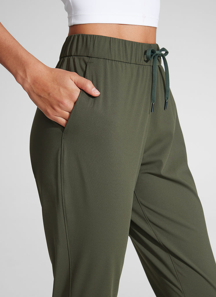 CRZ YOGA Pantalones con Cordón Elástico 7/8 de 27 Pulgadas para Mujer Verde Oliva