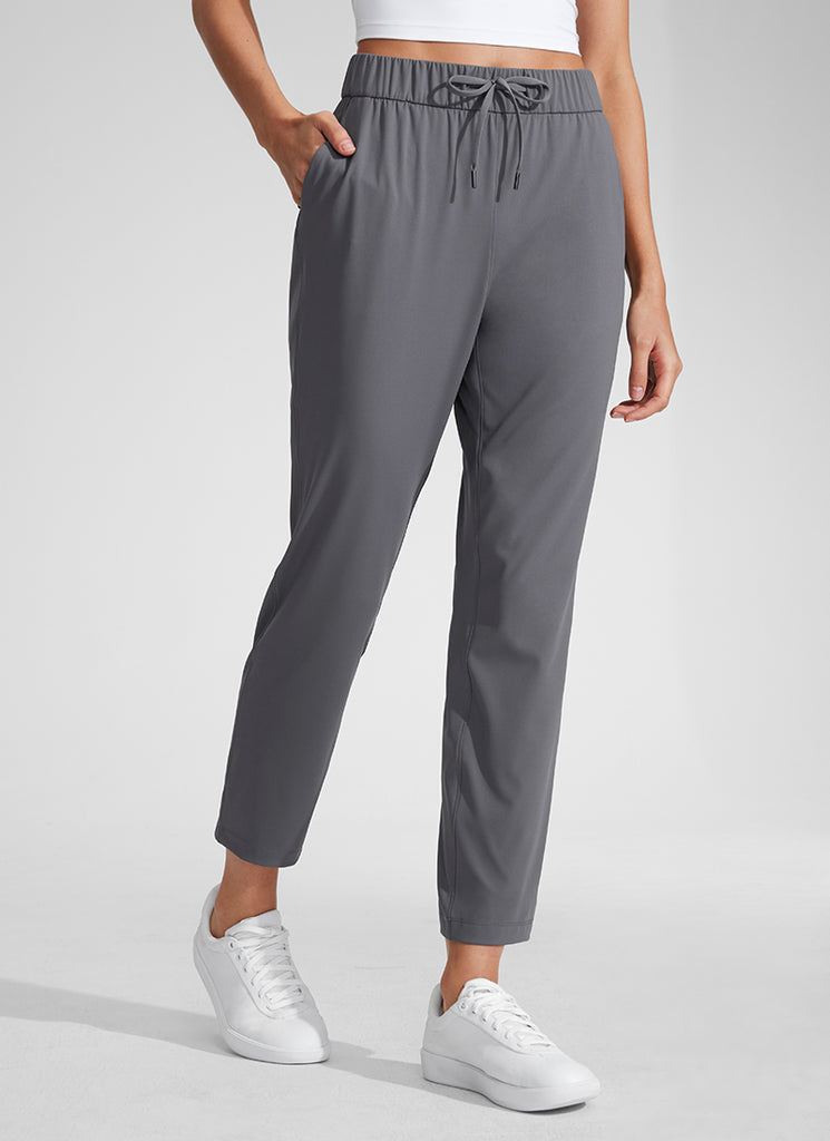 CRZ YOGA Pantalones con Cordón Elástico 7/8 de 27 Pulgadas para Mujer Gris Tinta