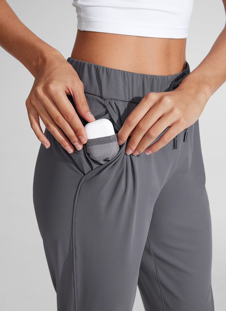 CRZ YOGA Pantalones con Cordón Elástico 7/8 de 27 Pulgadas para Mujer Gris Tinta