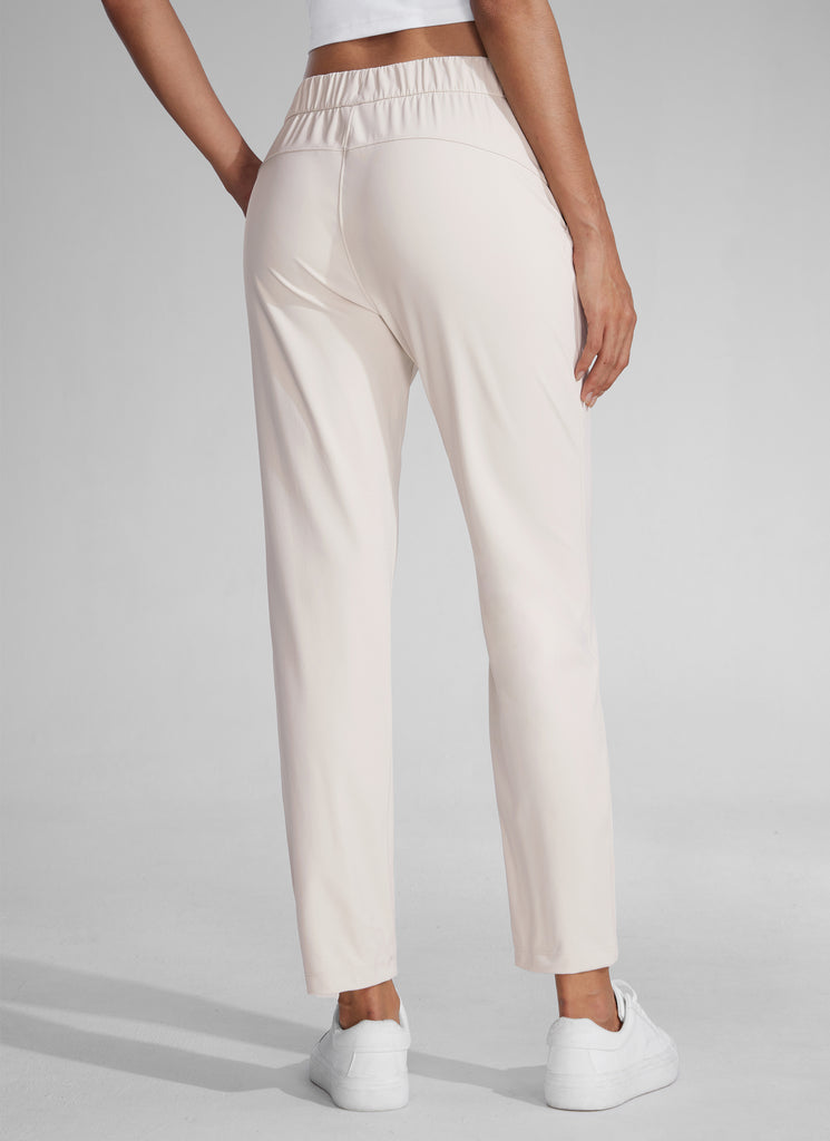 CRZ YOGA Pantalones con Cordón Elástico 7/8 de 27 Pulgadas para Mujer Blanca Lechosa