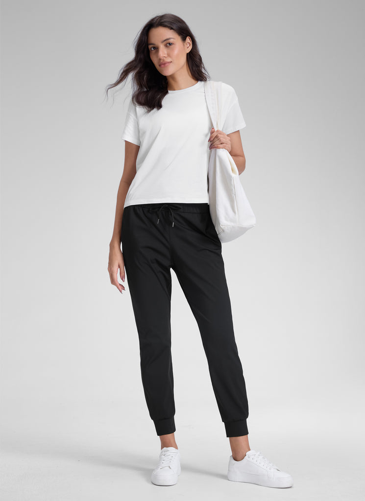 CRZ YOGA Jogger de Viaje con Cordón Elástico de 27 Pulgadaspara Mujer Negro