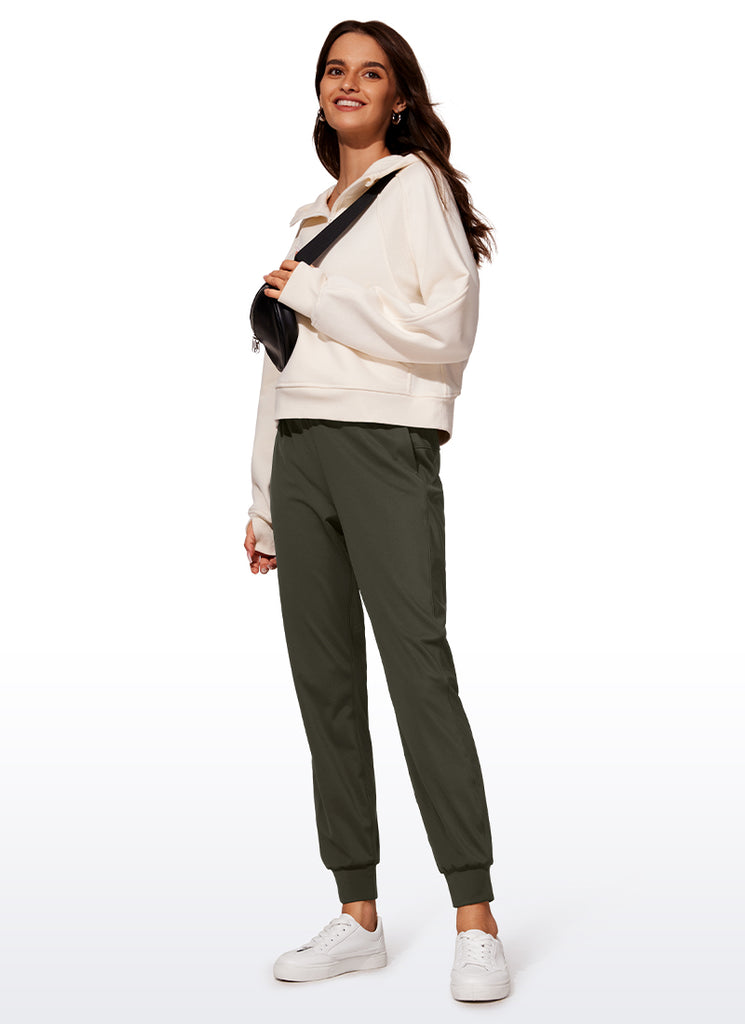 CRZ YOGA Jogger de Viaje con Cordón Elástico de 27 Pulgadaspara Mujer Verde Oliva