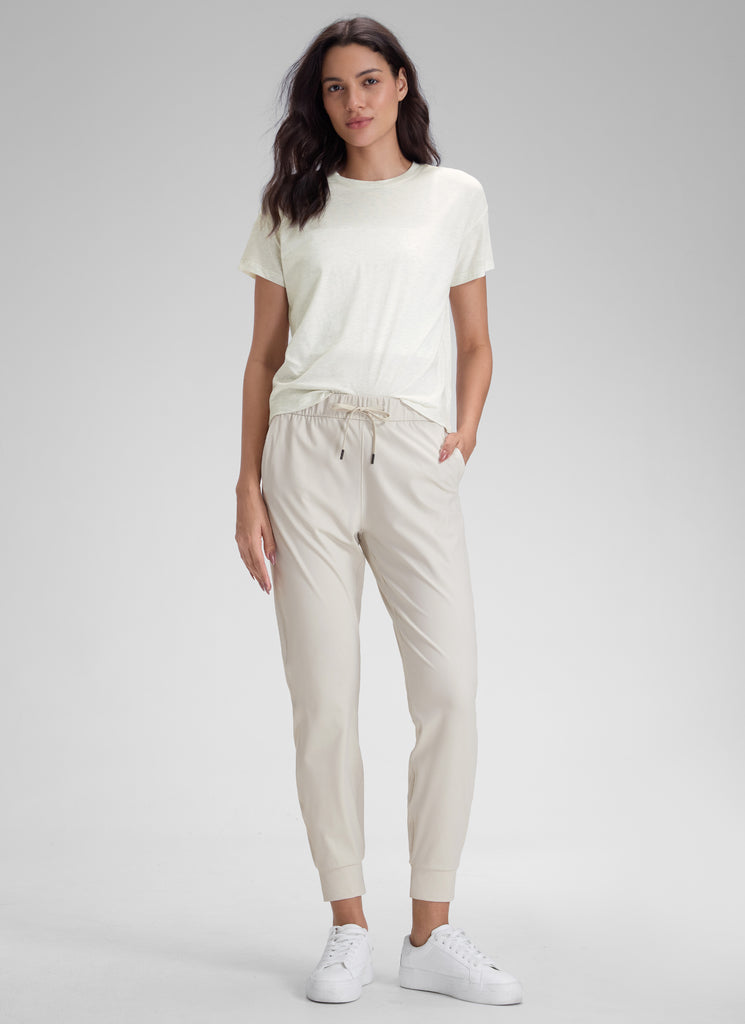 CRZ YOGA Jogger de Viaje con Cordón Elástico de 27 Pulgadaspara Mujer Blanca Lechosa