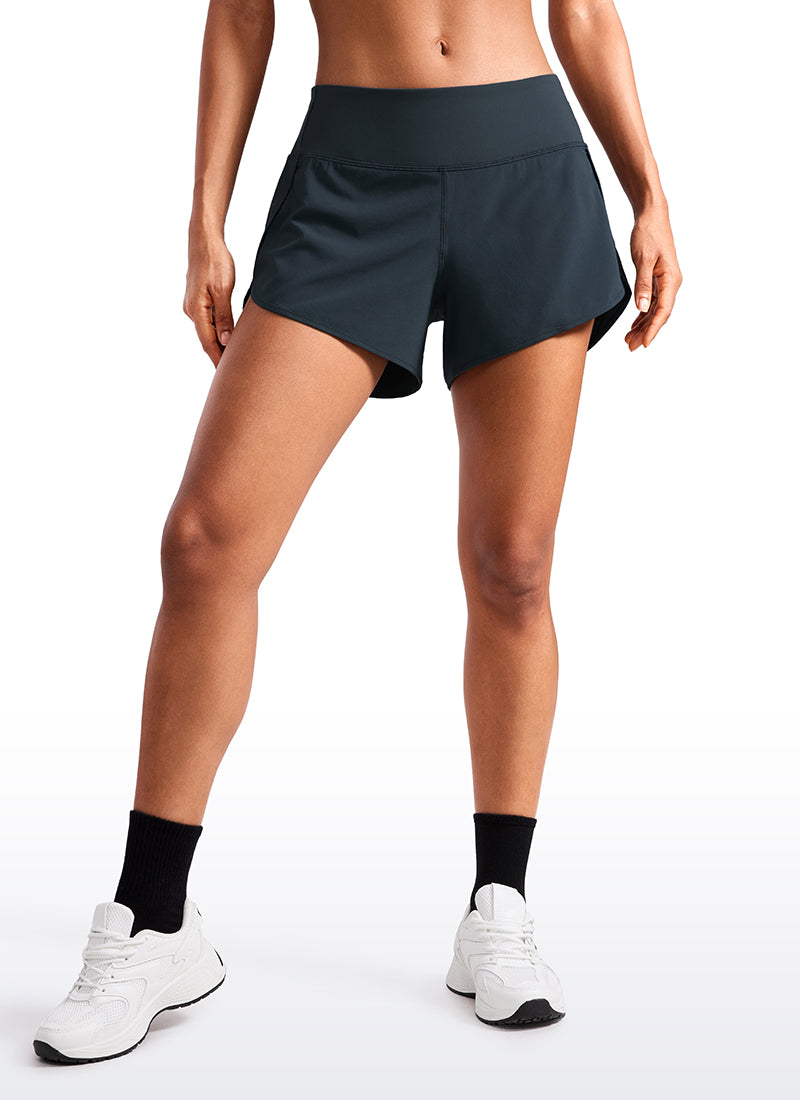 Shorts con Forro Feathery Fit Suave de Cintura Media con Bolsillo Trasero con Cremallera de 4 Pulgadas