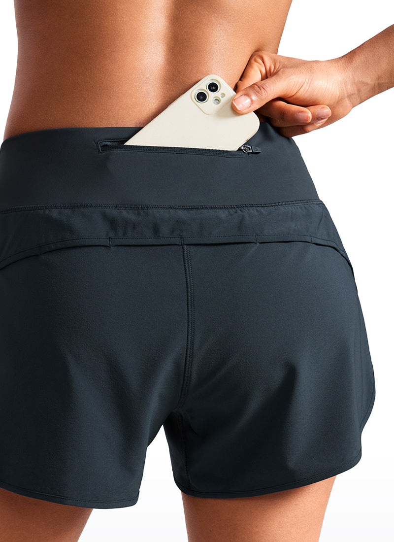 Shorts con Forro Feathery Fit Suave de Cintura Media con Bolsillo Trasero con Cremallera de 4 Pulgadas