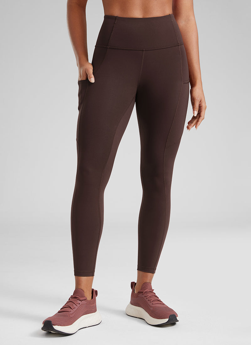 CRZ YOGA  Nakedfeel Leggings con Bolsillos de 25 Pulgadas para Mujer Marrón Fudge Caliente