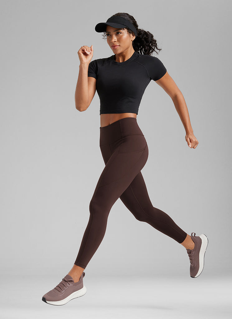 CRZ YOGA  Nakedfeel Leggings con Bolsillos de 25 Pulgadas para Mujer Marrón Fudge Caliente