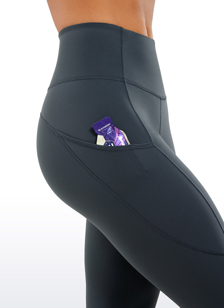 CRZ YOGA  Nakedfeel Leggings con Bolsillos de 25 Pulgadas para Mujer Melanita