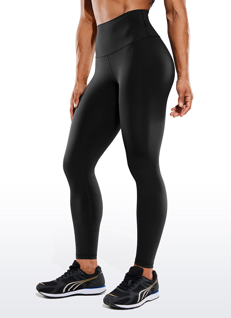 CRZ YOGA Leggings de Compresión de Tiro Alto de 28 Pulgadas para Mujer Negro