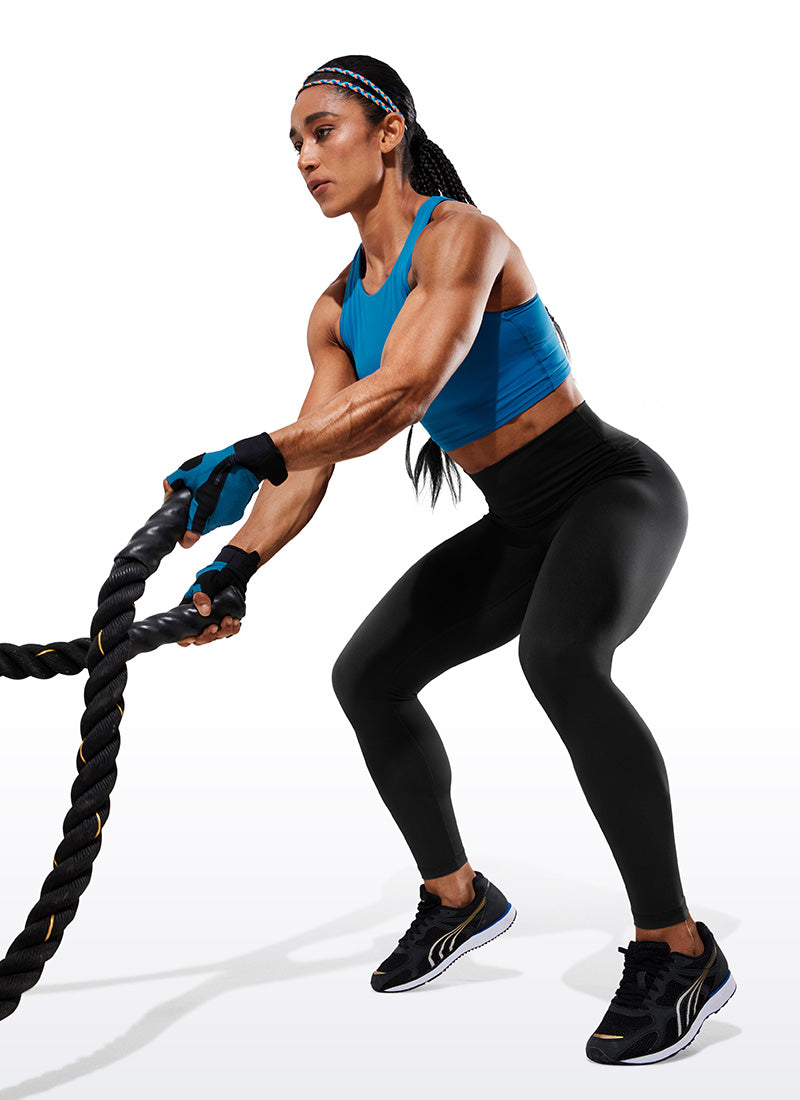 CRZ YOGA Leggings de Compresión de Tiro Alto de 28 Pulgadas para Mujer Negro