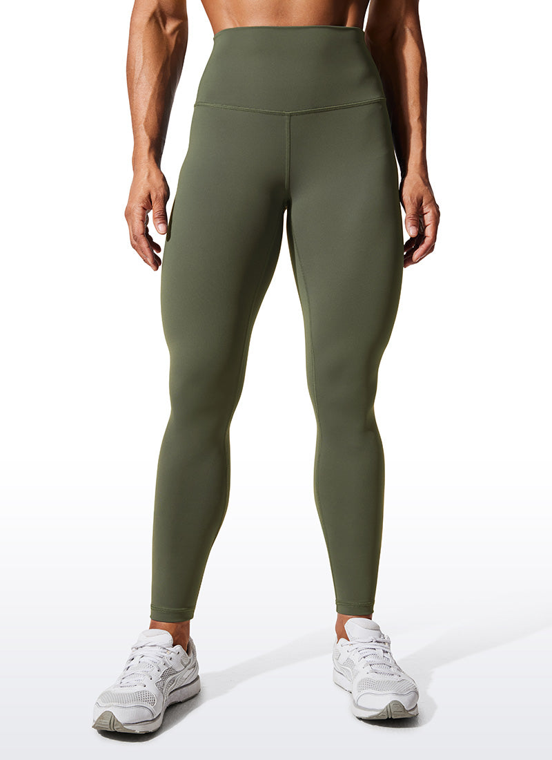 CRZ YOGA Leggings de Compresión de Tiro Alto de 28 Pulgadas para Mujer Verde Oliva