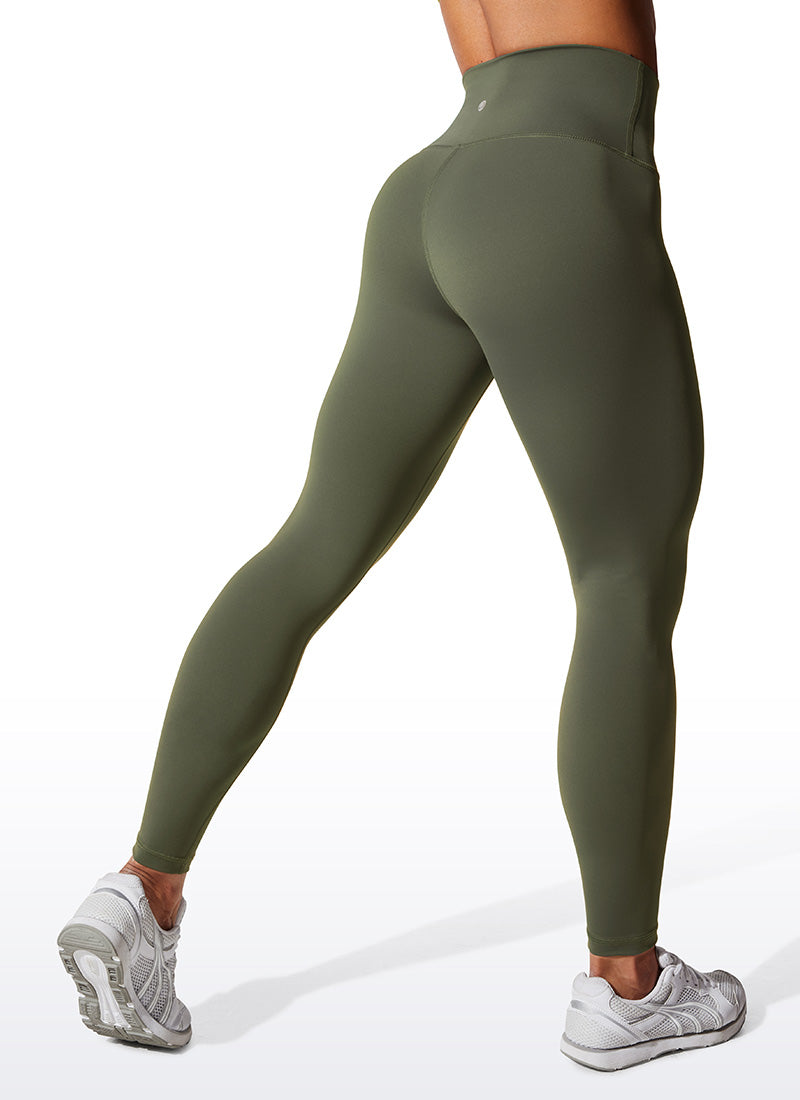 CRZ YOGA Leggings de Compresión de Tiro Alto de 28 Pulgadas para Mujer Verde Oliva