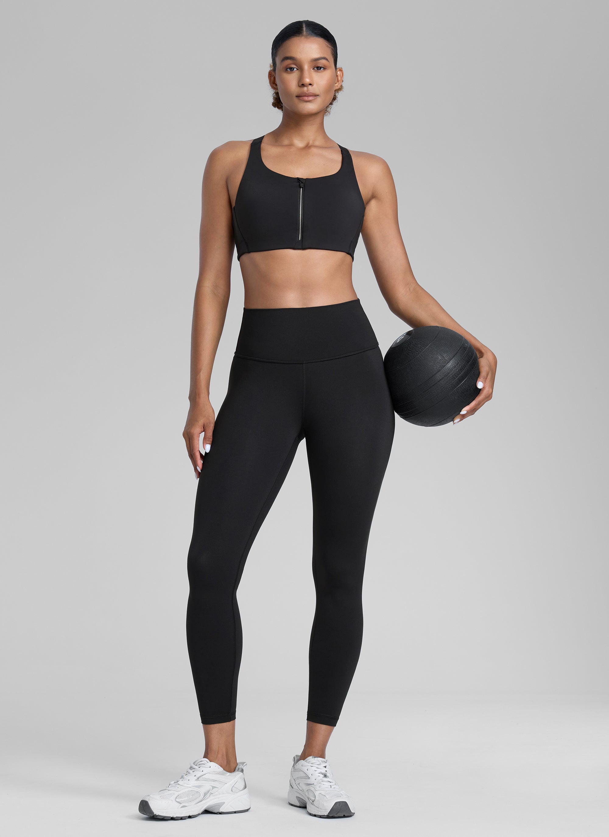 CRZ YOGA Mujeres Leggings de Compresión Hugged Feeling de 25 Pulgadas Negro