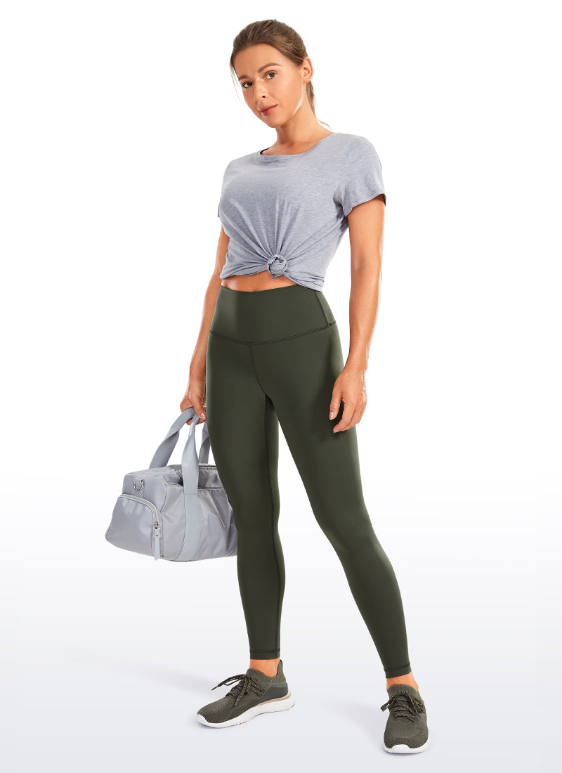 CRZ YOGA Mujeres Leggings de Compresión Hugged Feeling de 25 Pulgadas Gris oliva