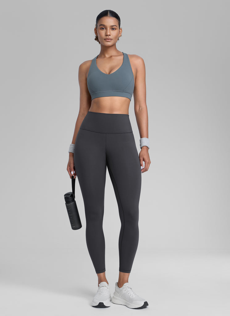 CRZ YOGA Mujeres Leggings de Compresión Hugged Feeling de 25 Pulgadas Gris Tinta