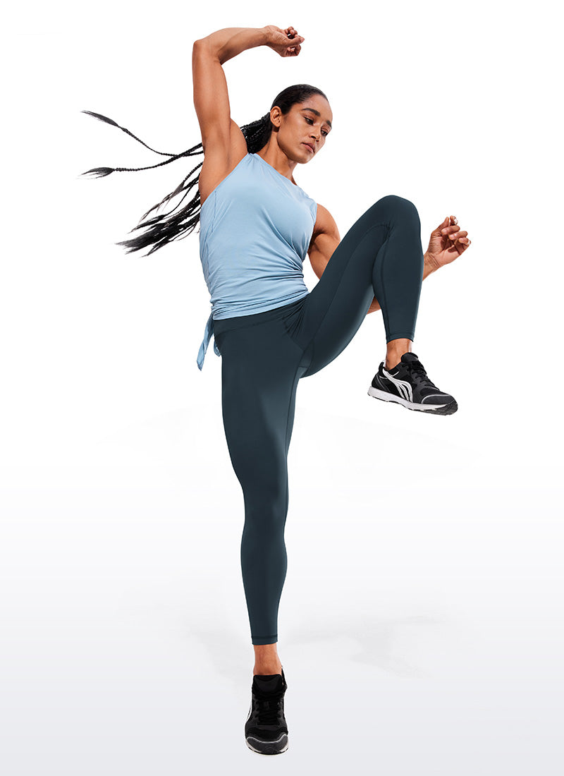 CRZ YOGA Mujeres Leggings de Compresión Hugged Feeling de 25 Pulgadas True Navy