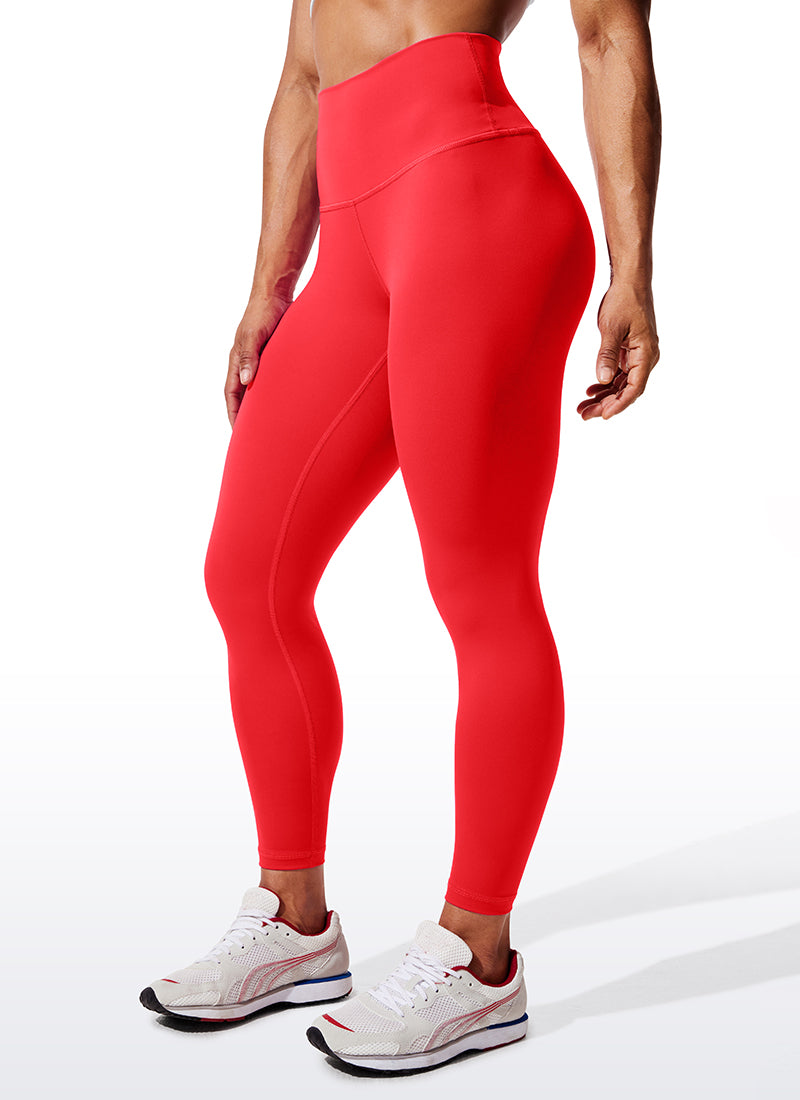 CRZ YOGA Mujeres Leggings de Compresión Hugged Feeling de 25 Pulgadas Rojo Profundo