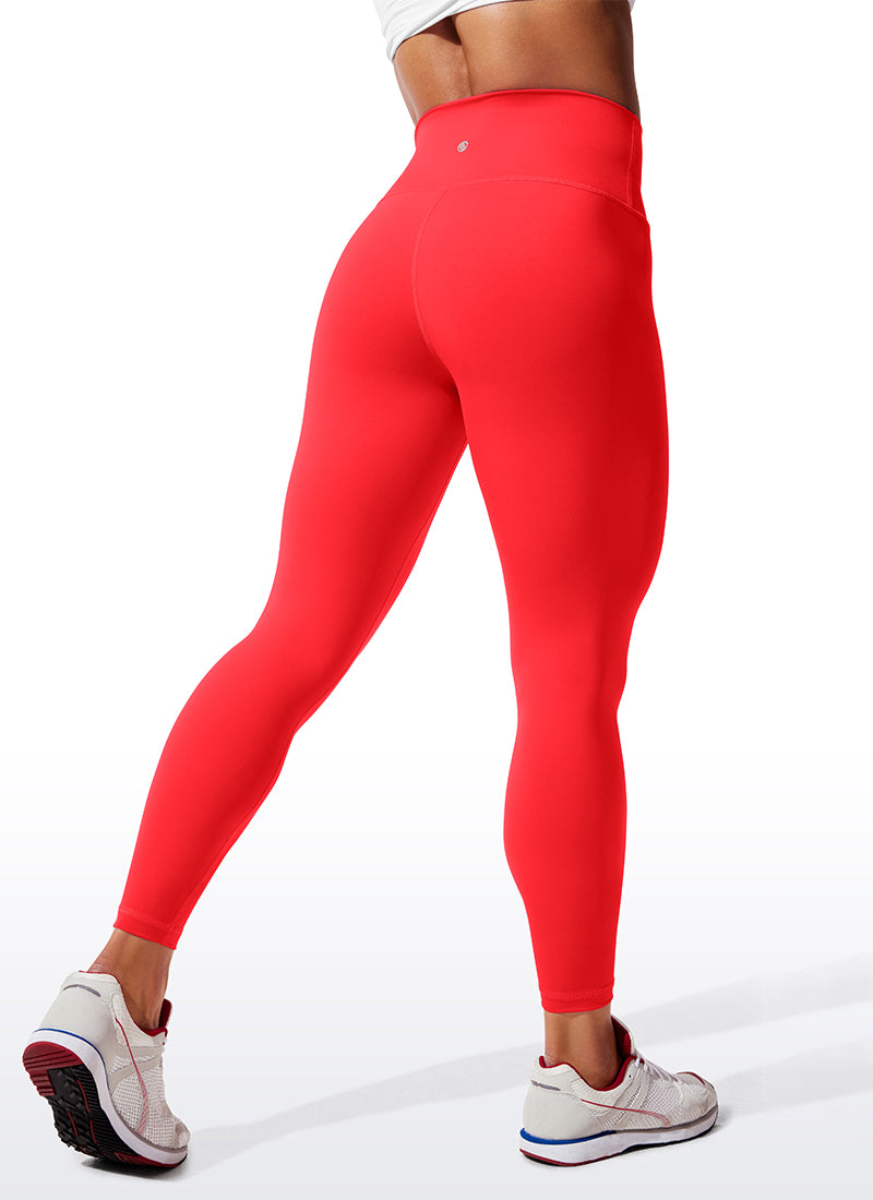 CRZ YOGA Mujeres Leggings de Compresión Hugged Feeling de 25 Pulgadas Rojo Profundo