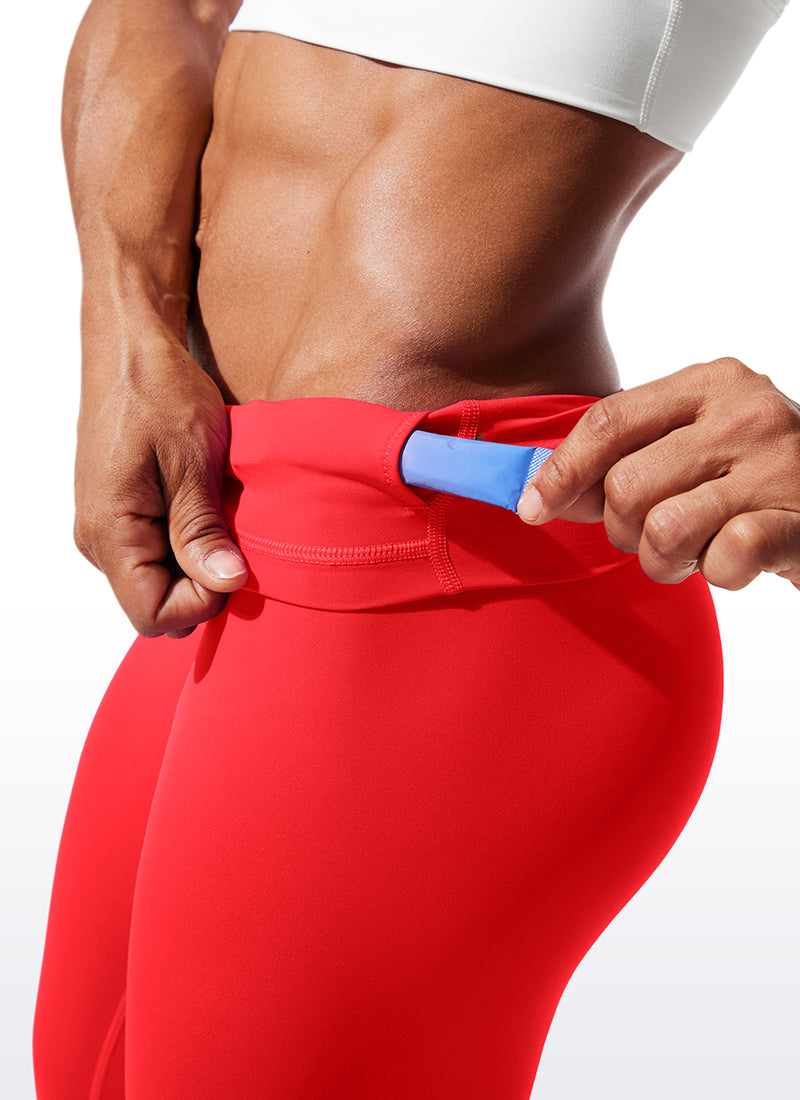 CRZ YOGA Mujeres Leggings de Compresión Hugged Feeling de 25 Pulgadas Rojo Profundo