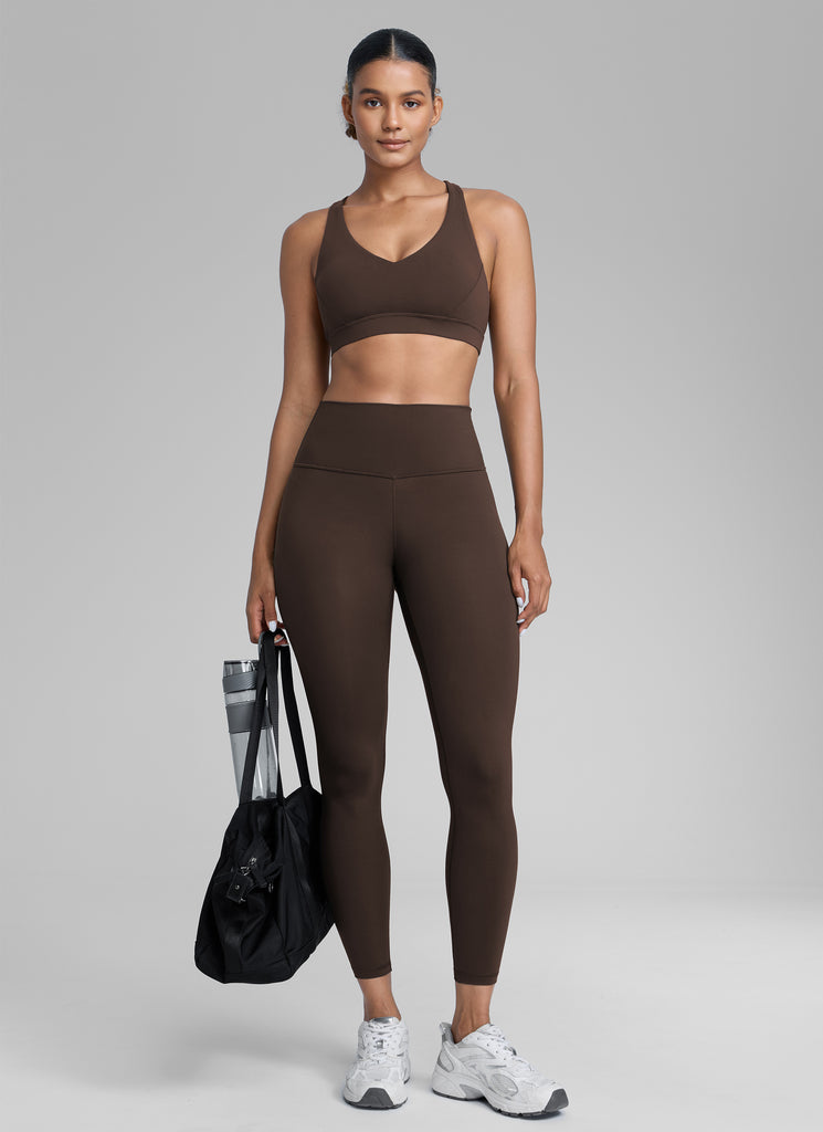 CRZ YOGA Mujeres Leggings de Compresión Hugged Feeling de 25 Pulgadas Marrón Fudge Caliente