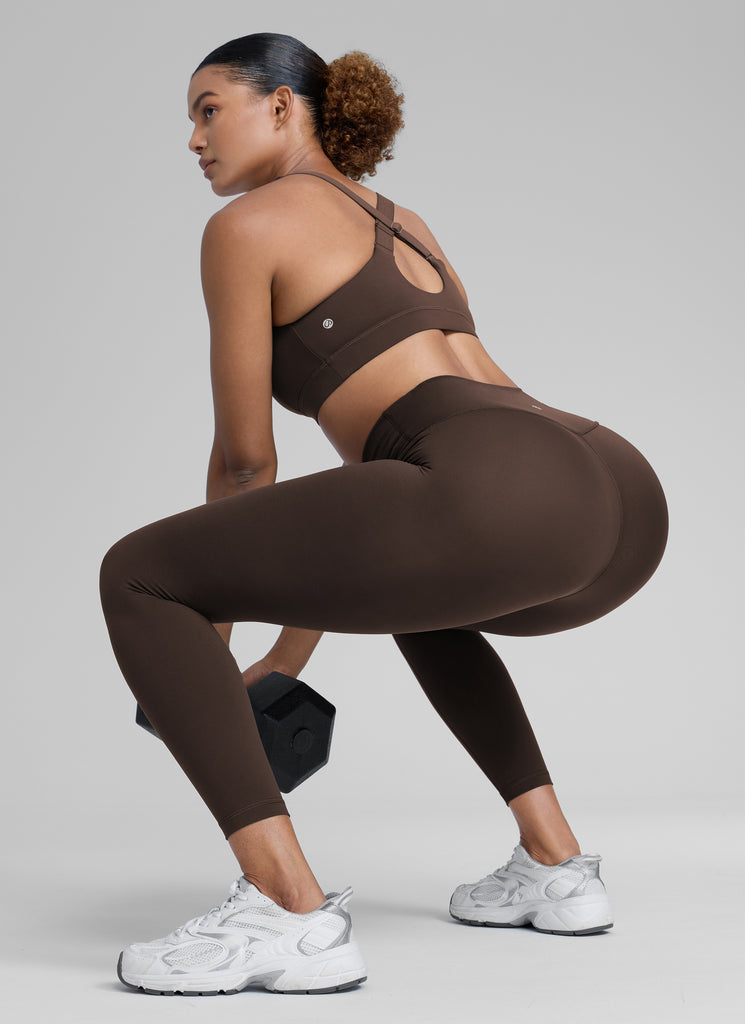 CRZ YOGA Mujeres Leggings de Compresión Hugged Feeling de 25 Pulgadas Marrón Fudge Caliente
