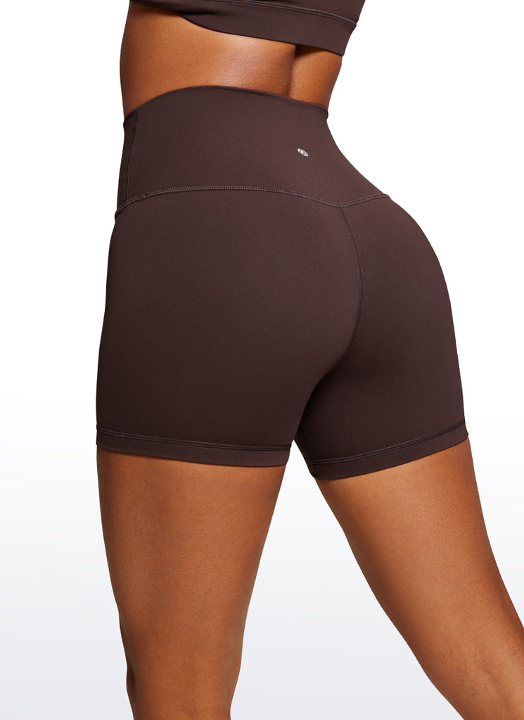 CRZ YOGA Nakedfeel Leggings Yoga de 4 Pulgadas para Mujer Marrón Fudge Caliente